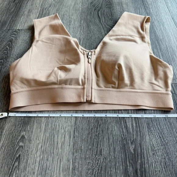 Tommie Copper Beige Zip-Front Sports Bra Size XL